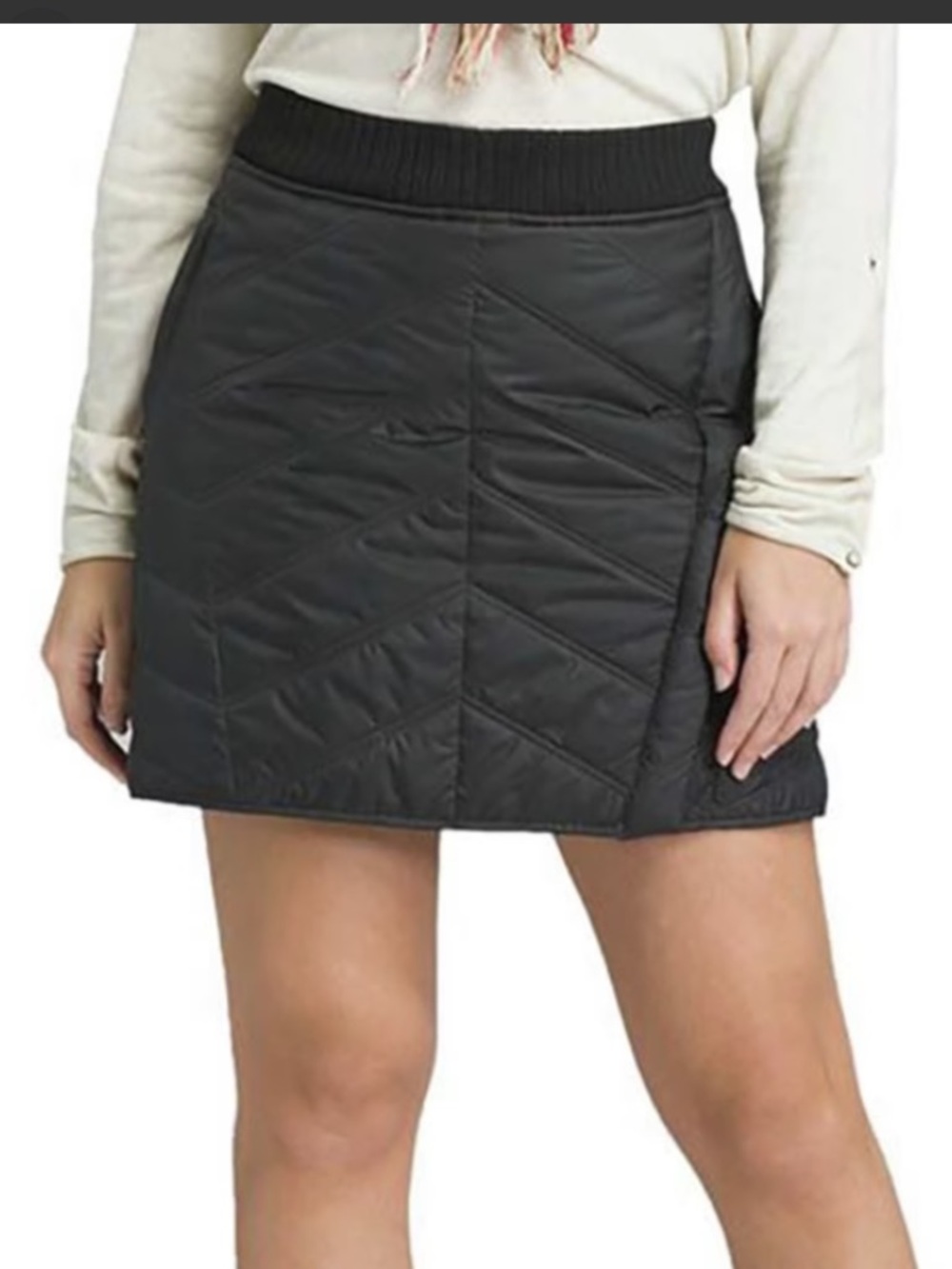 prAna Diva Wrap Quilted Fleece Lined Black Skirt Size XL
